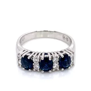 18ct White Gold Diamond and Sapphire Ring