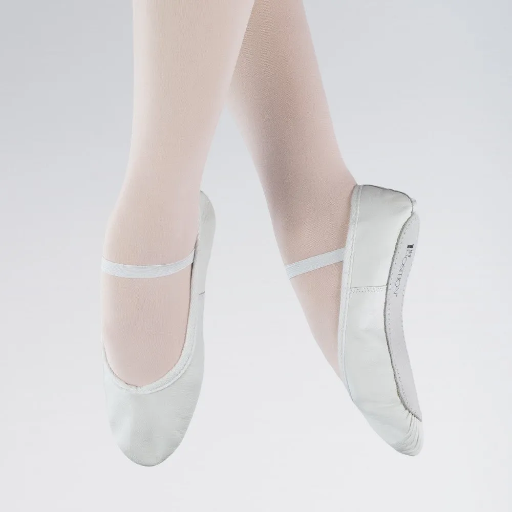 1st Position White Leather Ballet Shoes