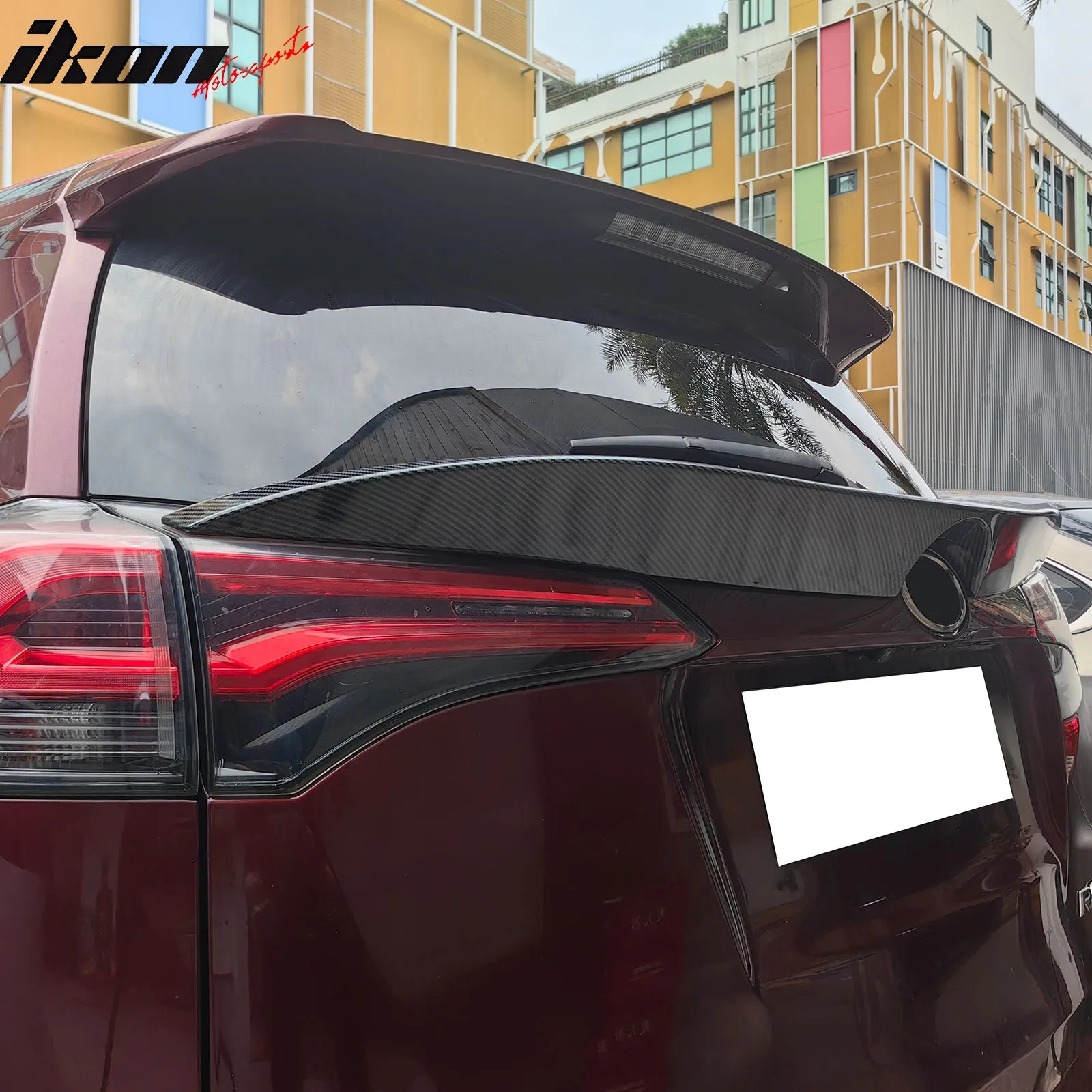 2016-2018 Toyota Rav4 IKON Carbon Fiber Print Trunk Spoiler Lip ABS