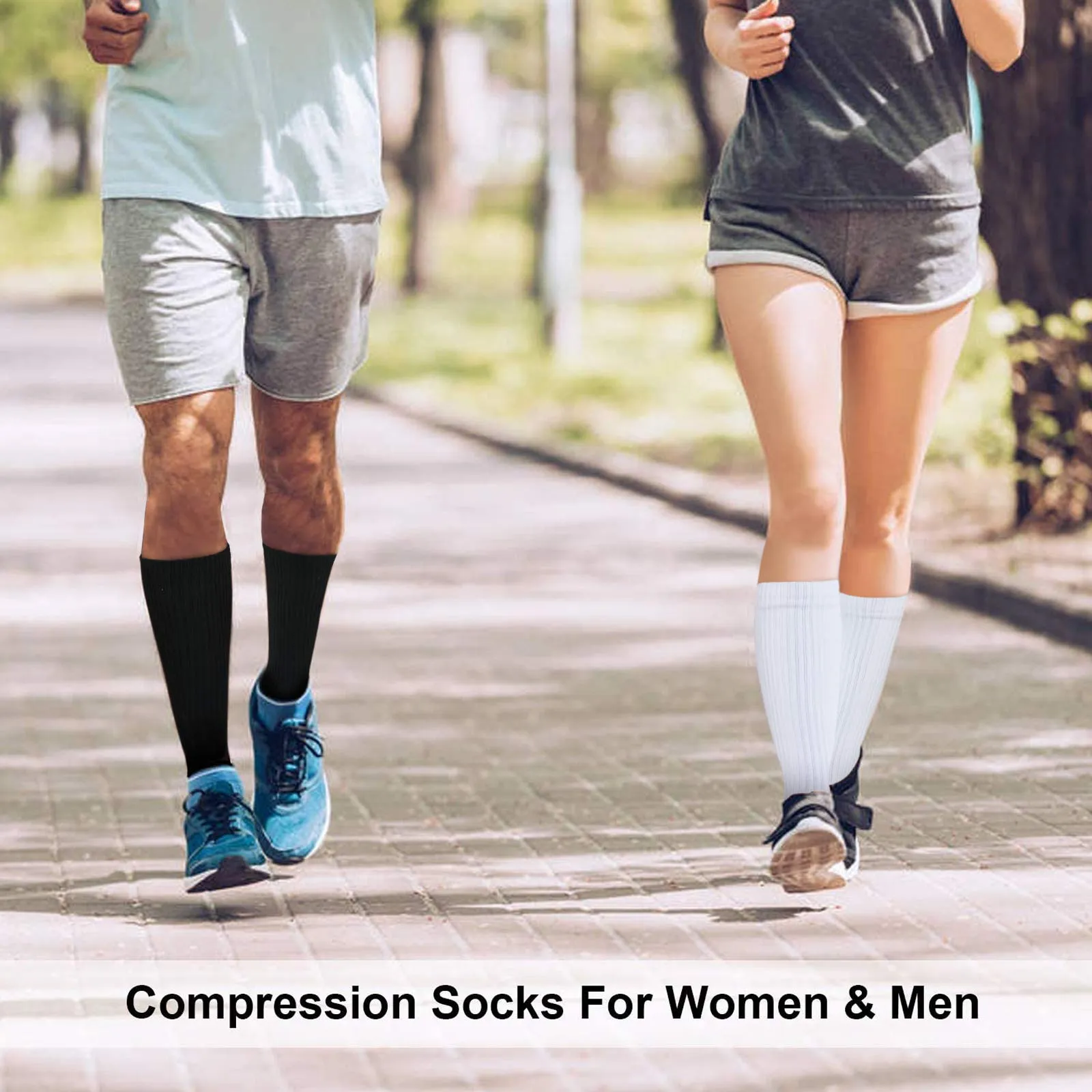 4 Pack Compression Crew Socks for Women Men Circulation Plantar Fasciitis Socks Black Large-X-Large