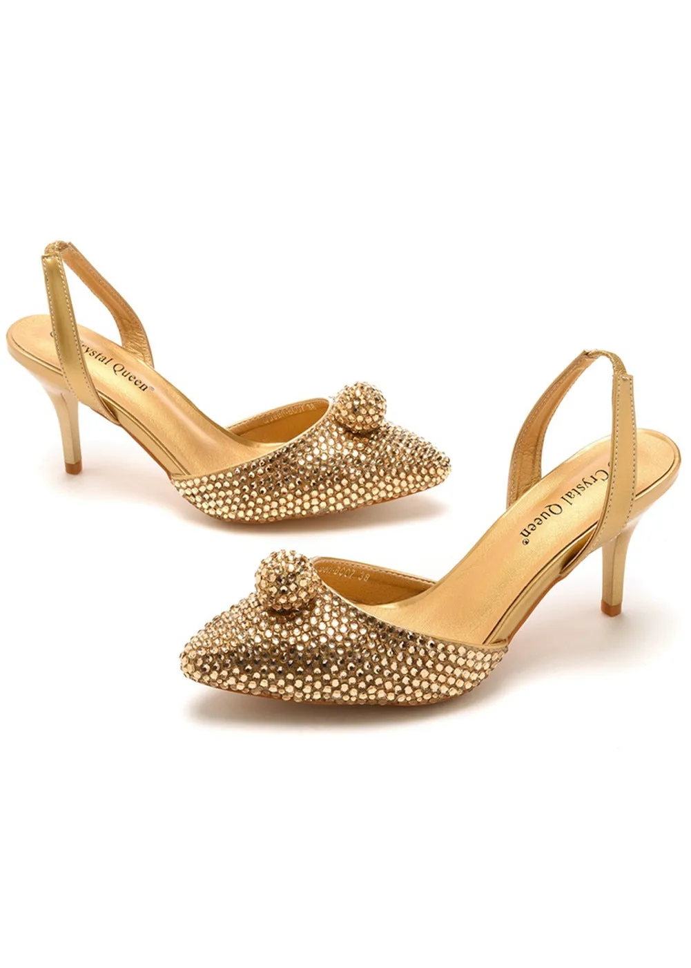 7 cm Rhinestone Ball Pointed Sandals