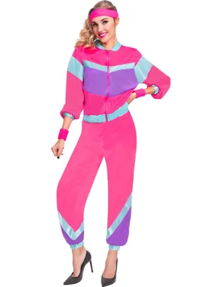 80s Pink Shell Suit Womens Plus Size Costume