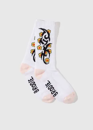 Afends Unisex Tribal Daisy - Socks One Pack - White