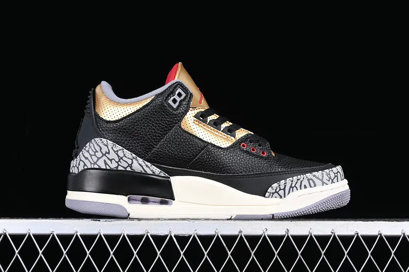 AIR JORDAN 3 RETRO BLACK/FIRE RED/METALLIC GOLD/CEMENT GREY