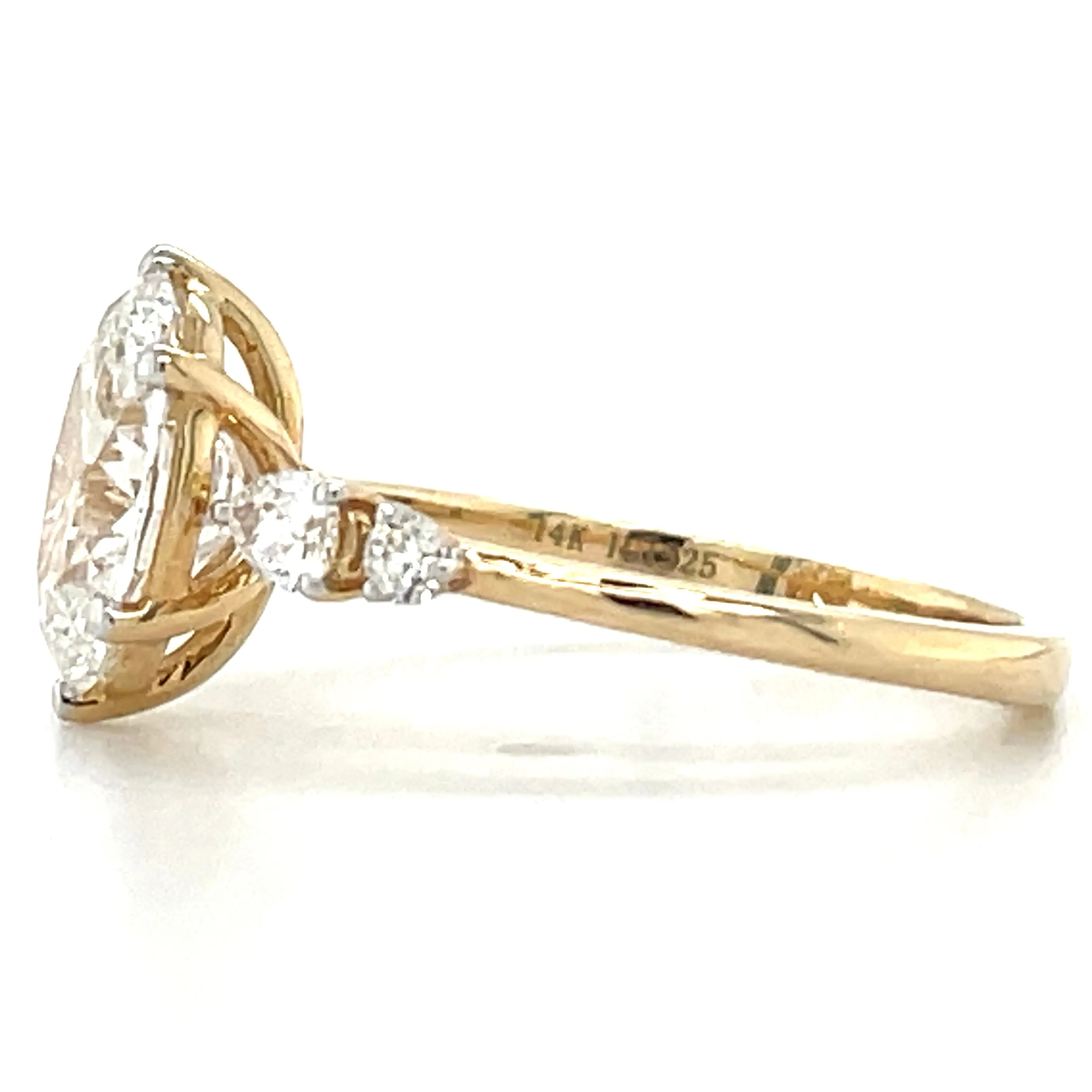 Alexa - 14ct Yellow Gold 2.25ct Laboratory Grown Six Claw Oval Diamond Engagement Ring With Side Stones