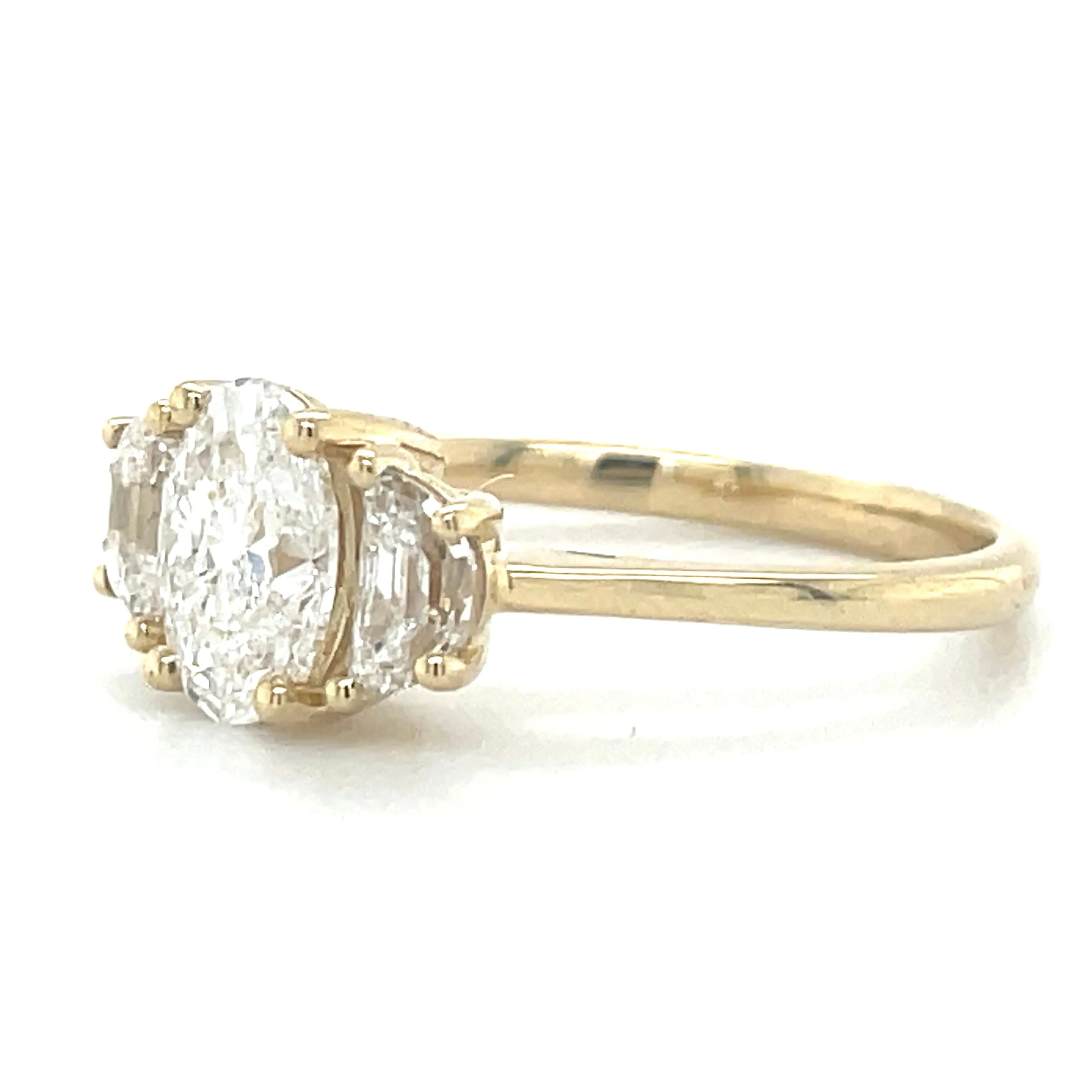 Alora - 14ct Yellow Gold 1.55ct Oval & Half Moon Trilogy Laboratory Grown Diamond Engagement Ring