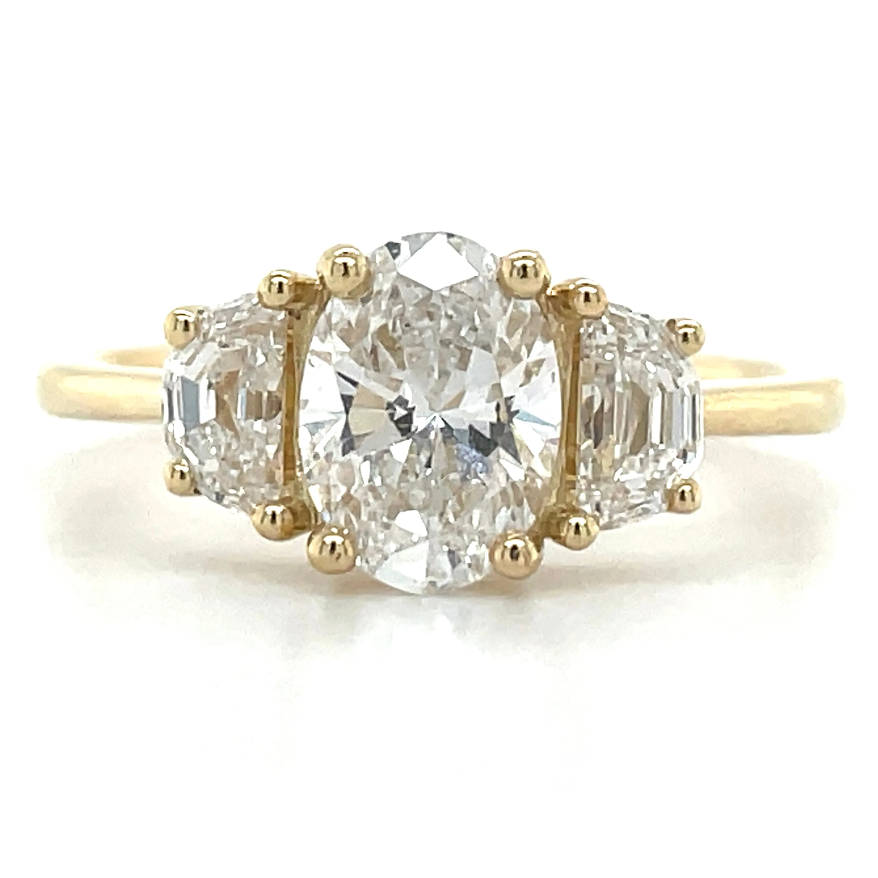 Alora - 14ct Yellow Gold 1.55ct Oval & Half Moon Trilogy Laboratory Grown Diamond Engagement Ring