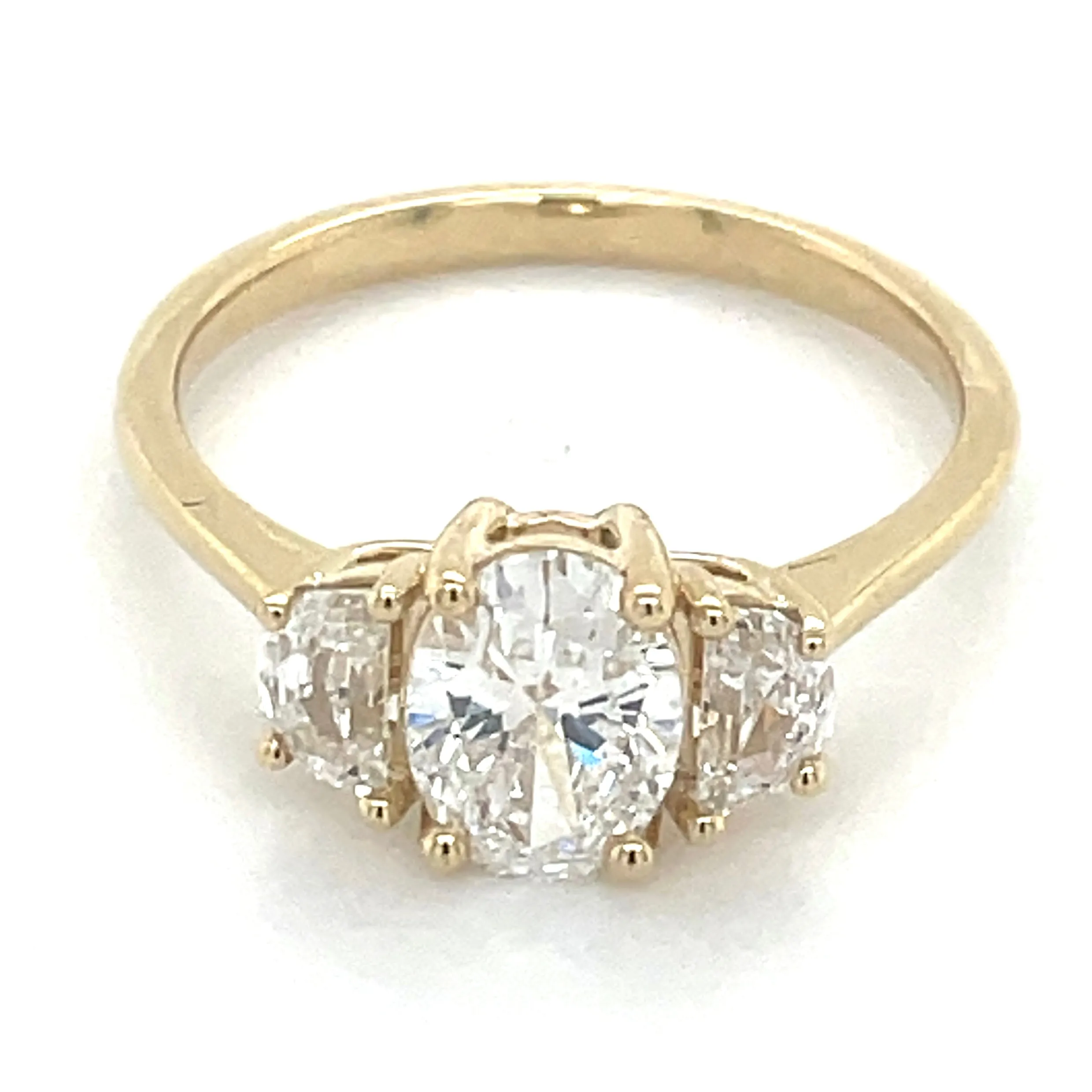 Alora - 14ct Yellow Gold 1.55ct Oval & Half Moon Trilogy Laboratory Grown Diamond Engagement Ring