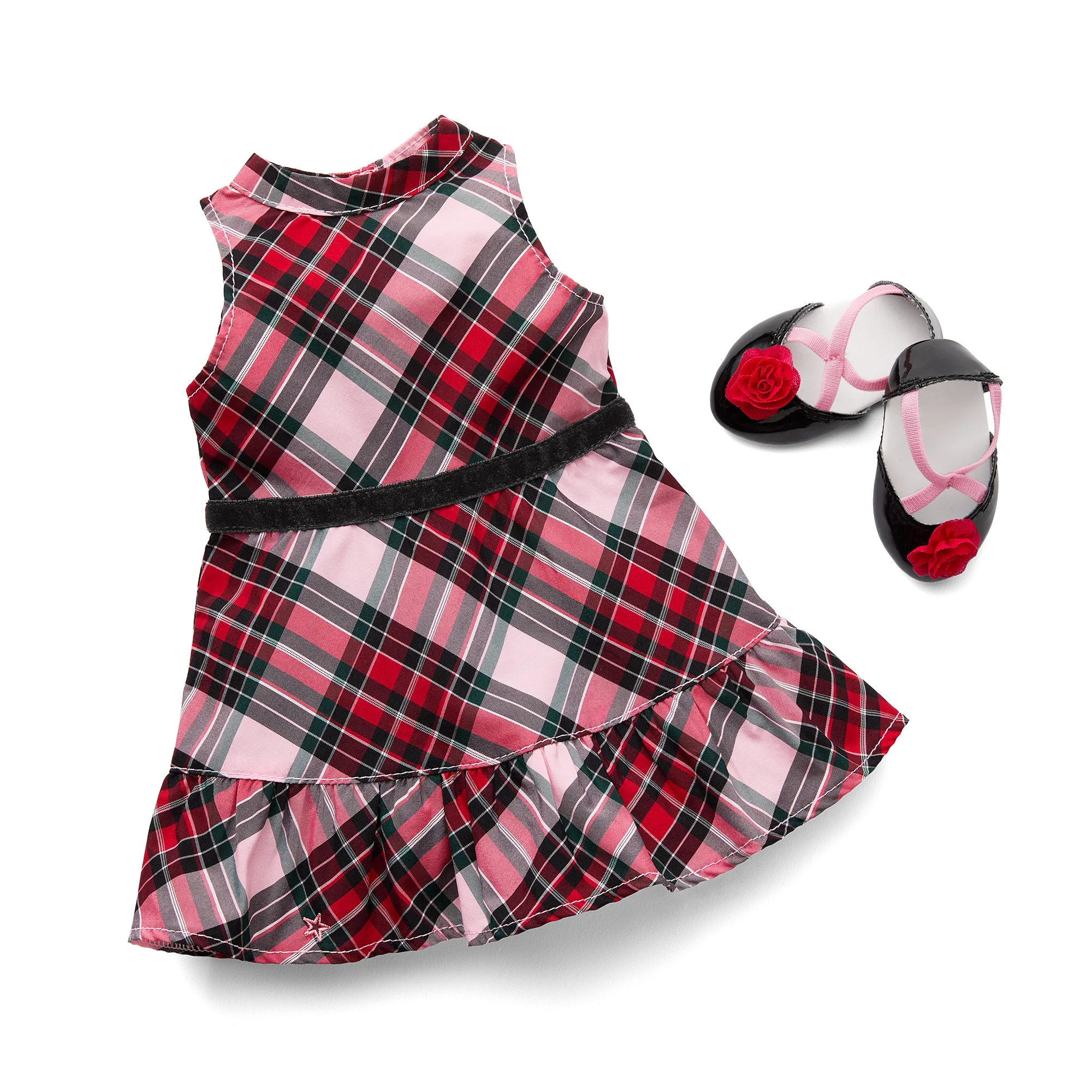 American Girl® x Janie and Jack Holiday Plaid Dress & Flats Outfit for 18-inch Dolls