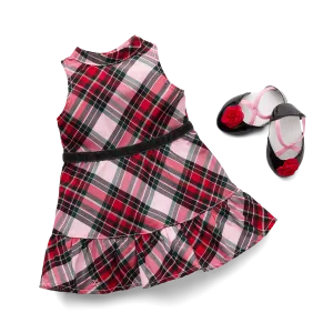 American Girl® x Janie and Jack Holiday Plaid Dress & Flats Outfit for 18-inch Dolls