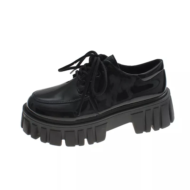 AMOZAE- -  Rimocy Patent Leather Platform Oxford Shoes