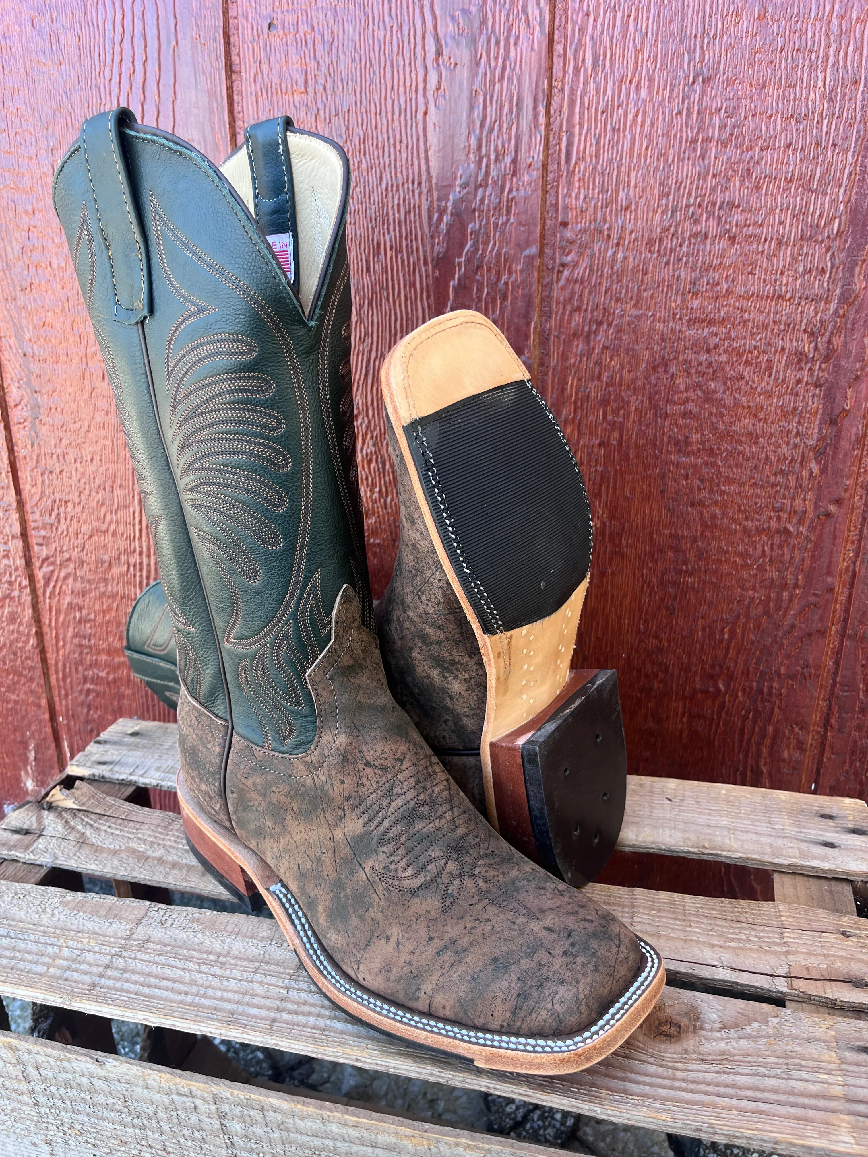 Anderson Bean Men's 13" Rust Safari Giraffe Ivies Square Toe Cowboy Boots 340712