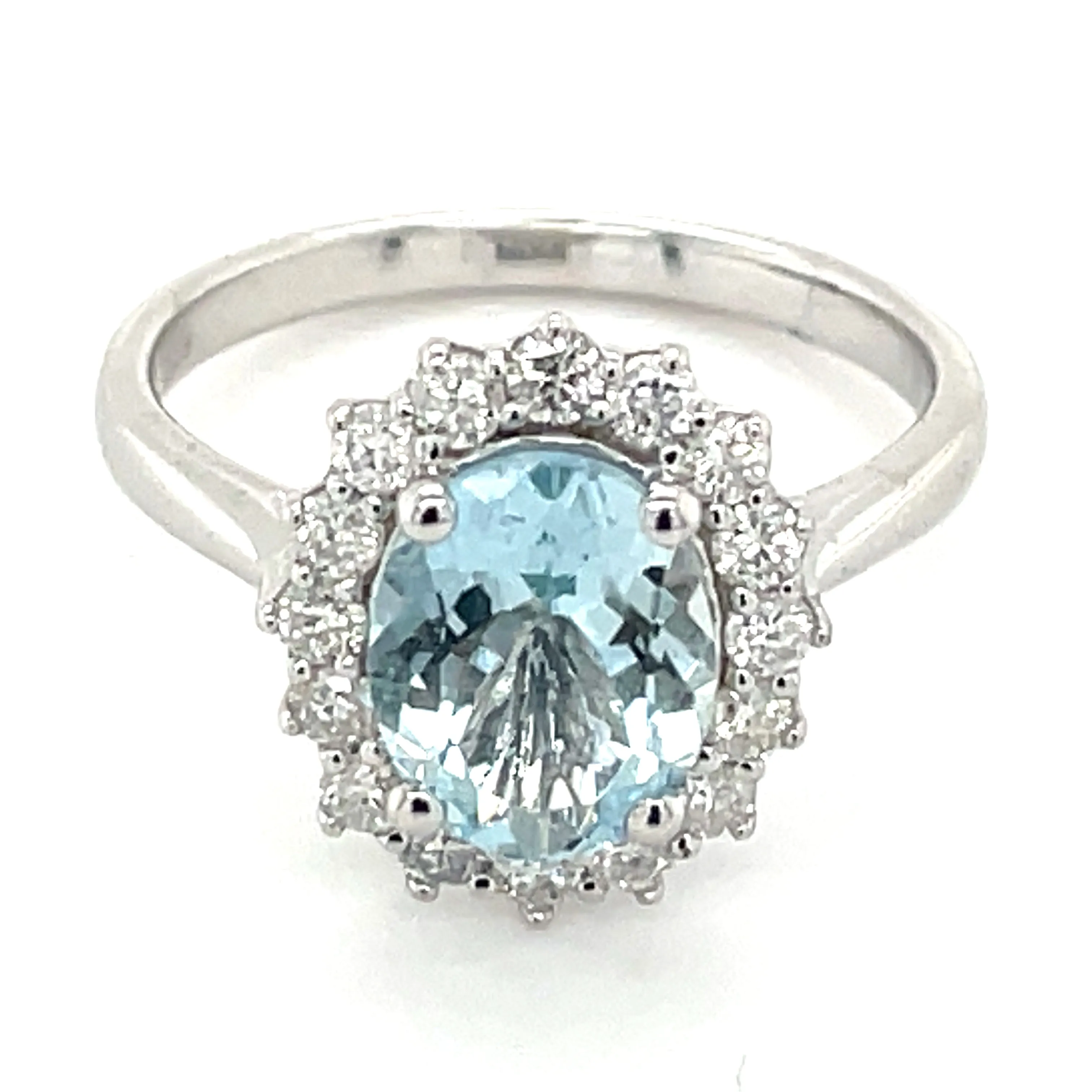 Aquamarine & Diamond White Gold Cluster