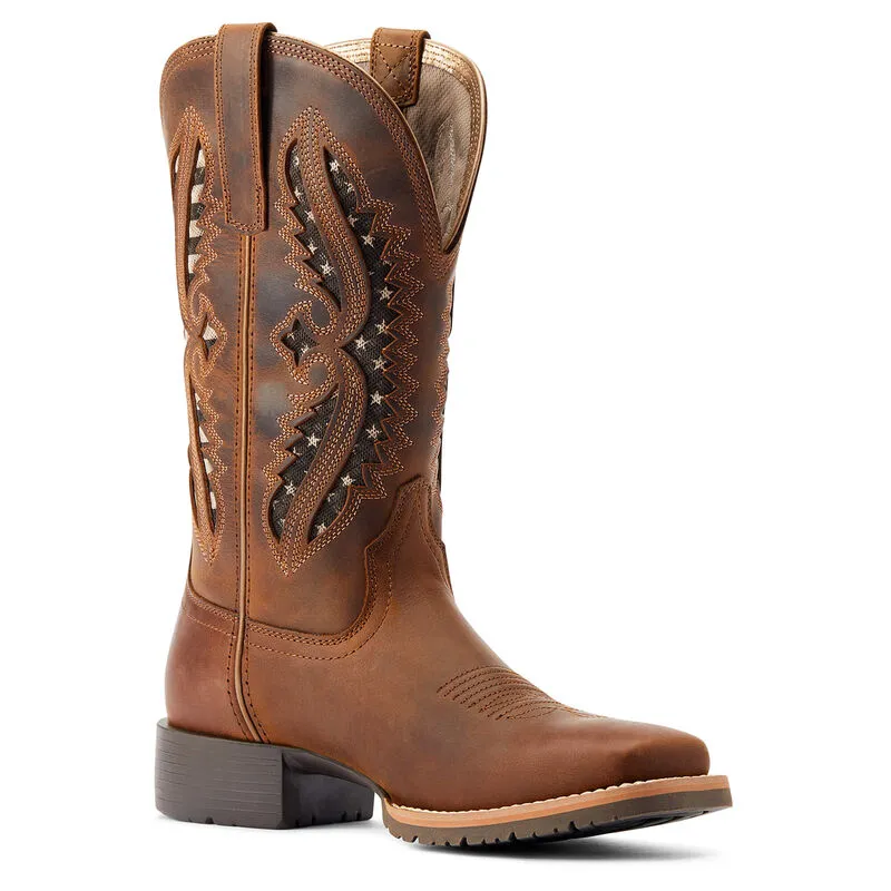 Ariat Ladies Hybrid Rancher VentTEK 360 Western Boot Distressed Tan 10044473