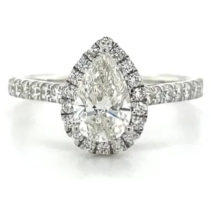 Aubrey - 14ct White Gold 1.19ct Laboratory Grown Pear Cut Diamond Halo Engagement Ring