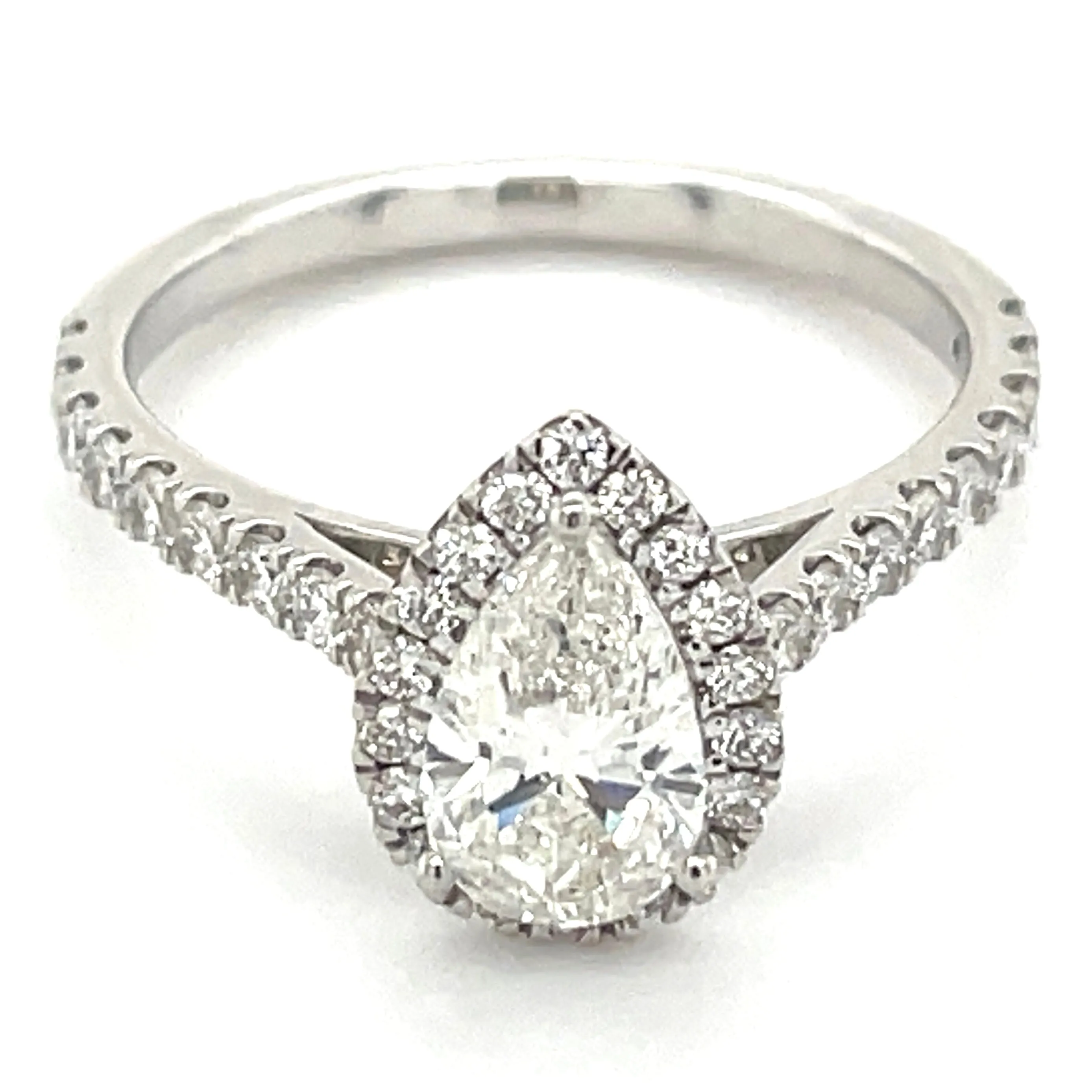 Aubrey - 14ct White Gold 1.19ct Laboratory Grown Pear Cut Diamond Halo Engagement Ring