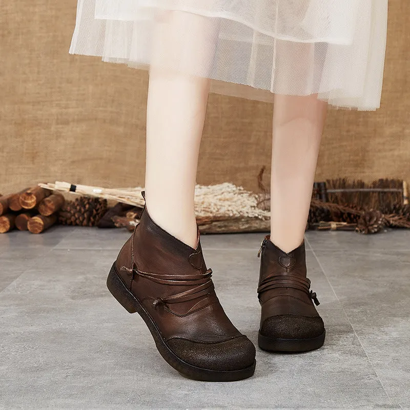 Autumn Winter Round Head Soft Bottom Handmade Retro Shoes