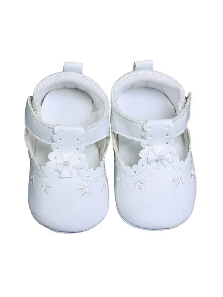 Baby Girls White Faux Leather Mary Jane Crib Shoes 3 Baby