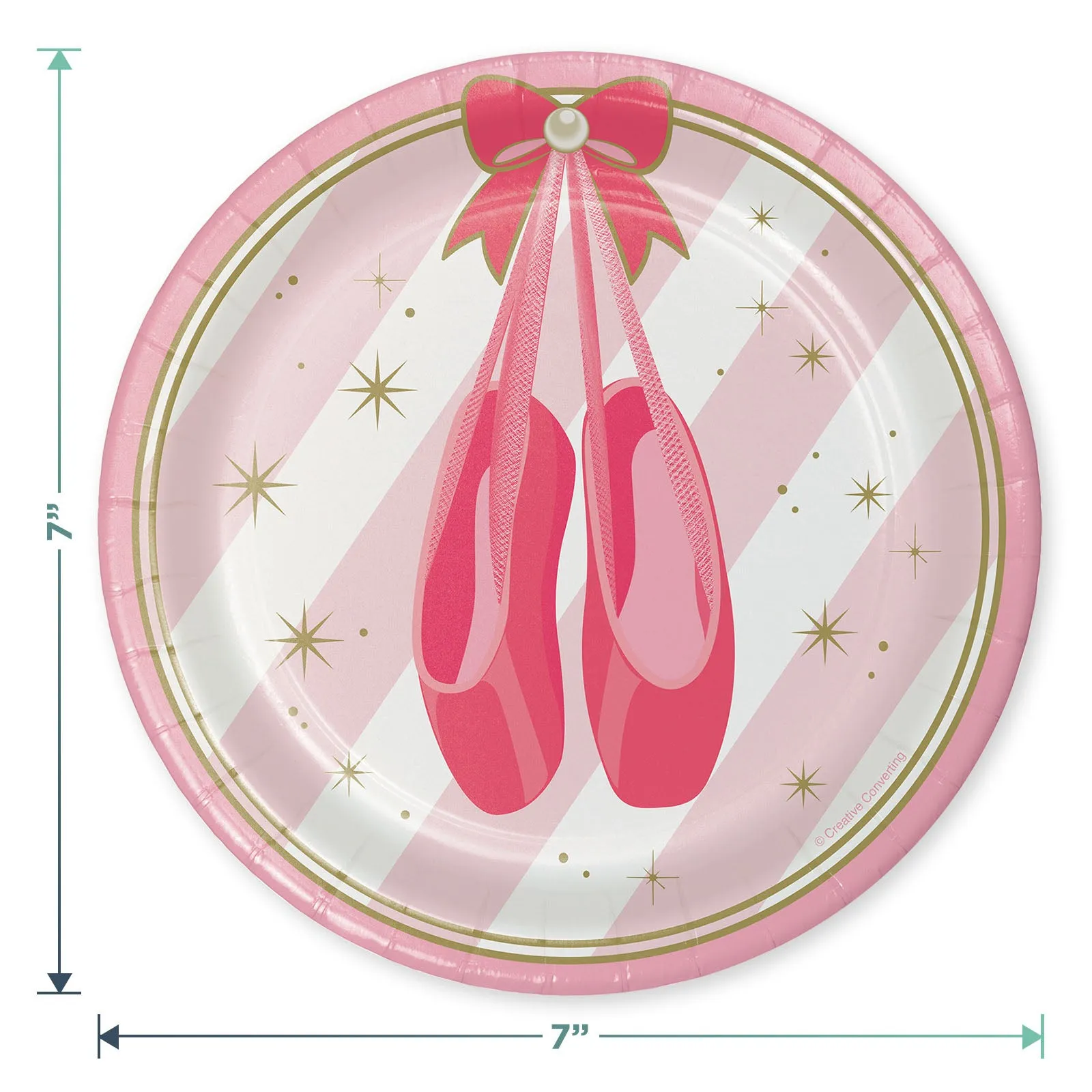 Ballerina Party Pink & Gold Ballet Dancer Pointe Shoes Paper Dessert Plates, Beverage Napkins, and Forks (Serves 16)