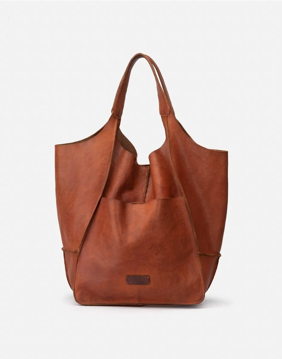 Biba Homer Leather Shopper Bag Tan