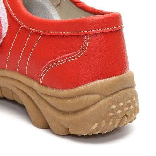 Big Size Hook Loop Casual Leather Flat Sport Soft Comfortable Shoes For Women