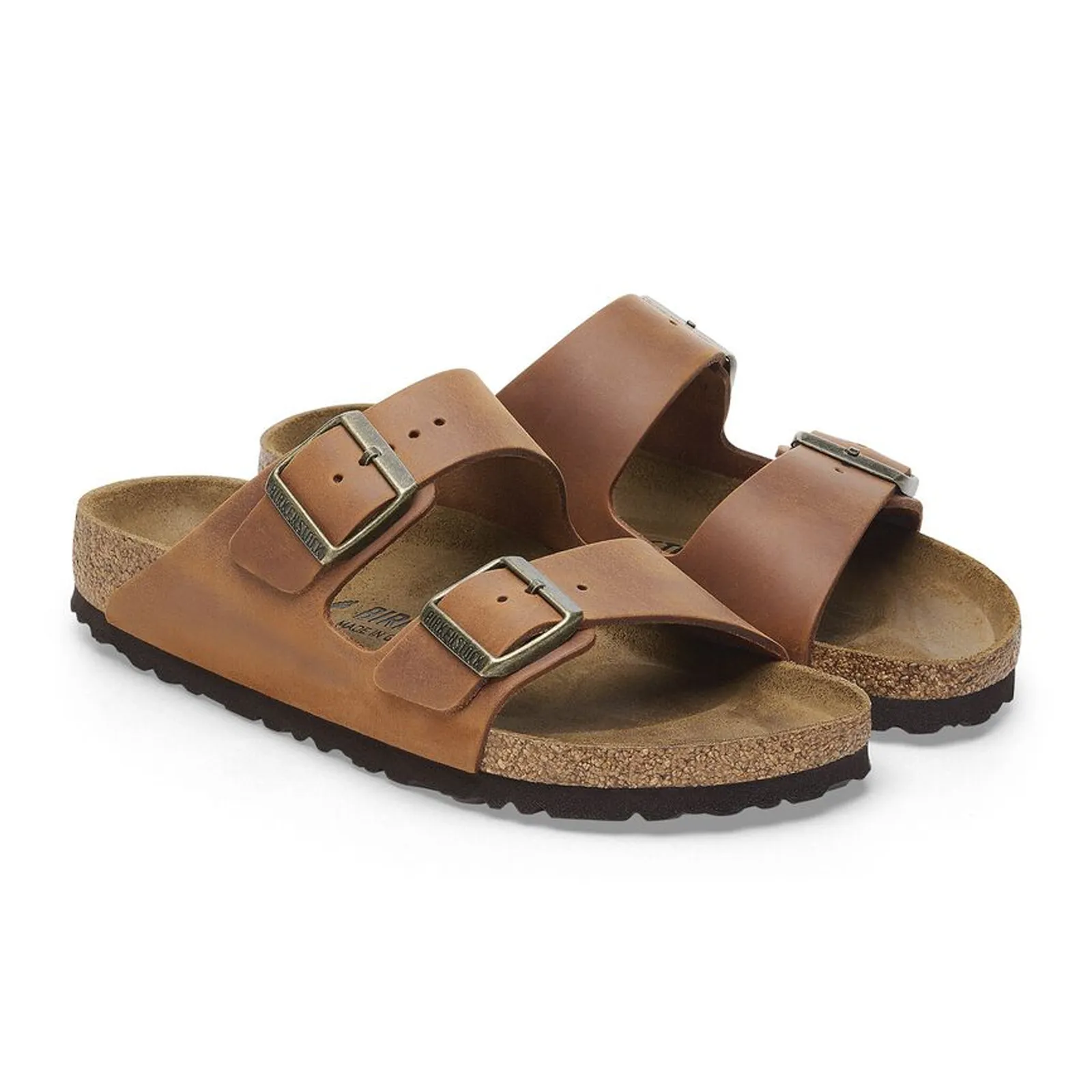 Birkenstock Arizona Slide Sandal (Men) - Cognac Oiled Leather