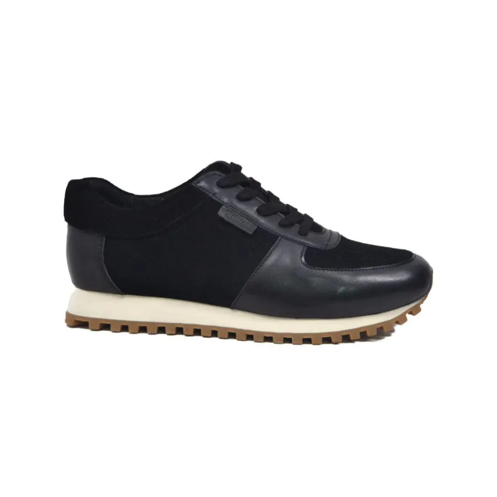 British Walkers Surrey Men's Black Leather and Suede Sneakers