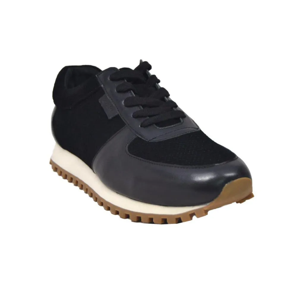 British Walkers Surrey Men's Black Leather and Suede Sneakers