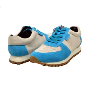 British Walkers Surrey Men's Blue and Beige Leather and Suede Sneakers