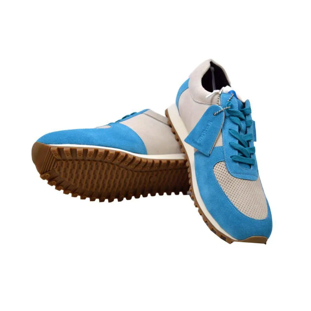 British Walkers Surrey Men's Blue and Beige Leather and Suede Sneakers