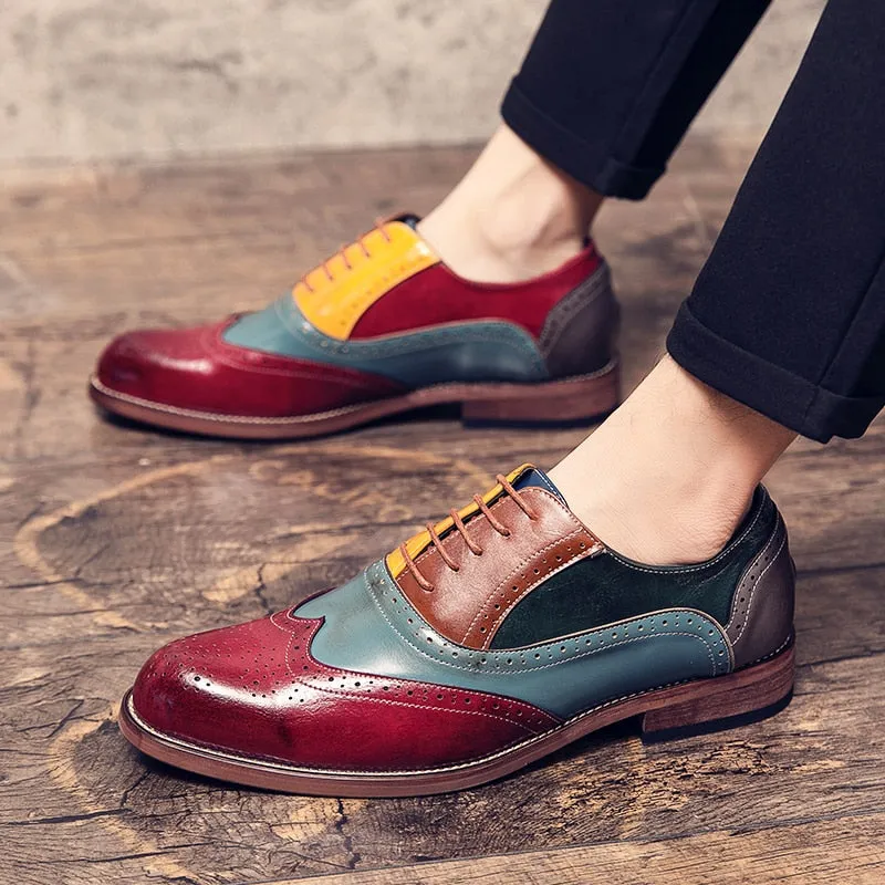 Colorful Leather Men Bullock Shoes