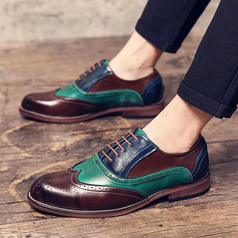 Colorful Leather Men Bullock Shoes