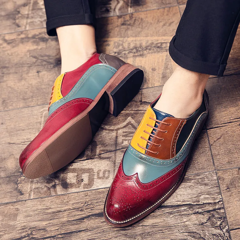 Colorful Leather Men Bullock Shoes