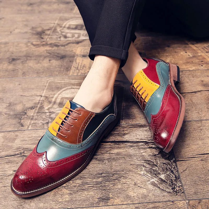 Colorful Leather Men Bullock Shoes