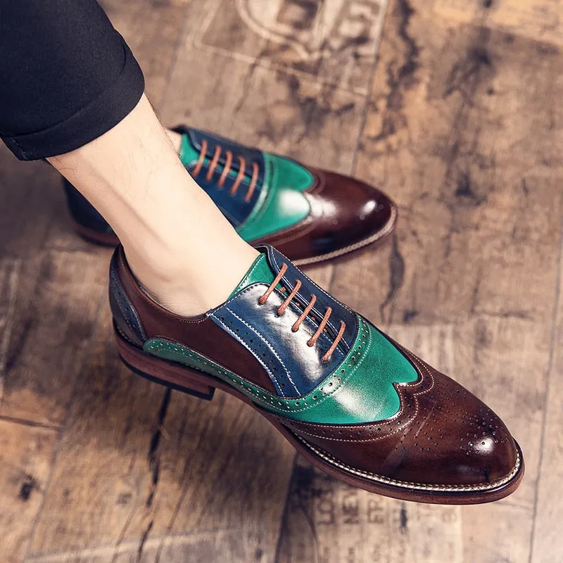 Colorful Leather Men Bullock Shoes