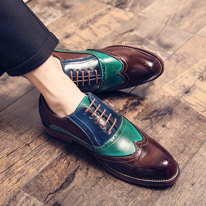 Colorful Leather Men Bullock Shoes