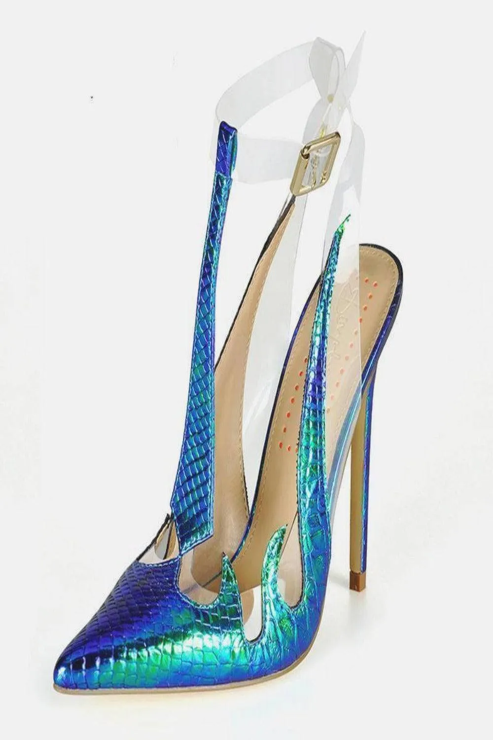 Don't Put The Fire Out Pointed Toe iridescent Heels