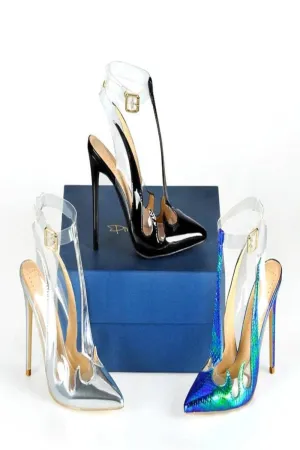 Don't Put The Fire Out Pointed Toe iridescent Heels