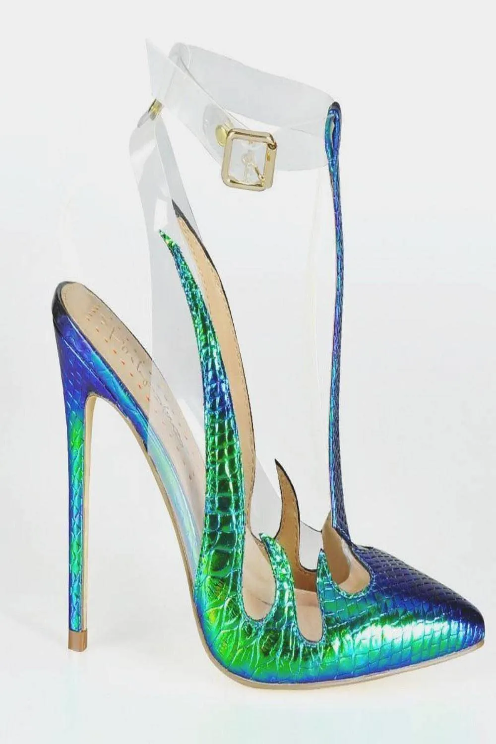 Don't Put The Fire Out Pointed Toe iridescent Heels