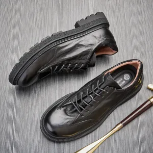 Elegant Genuine Leather Solid Shoes