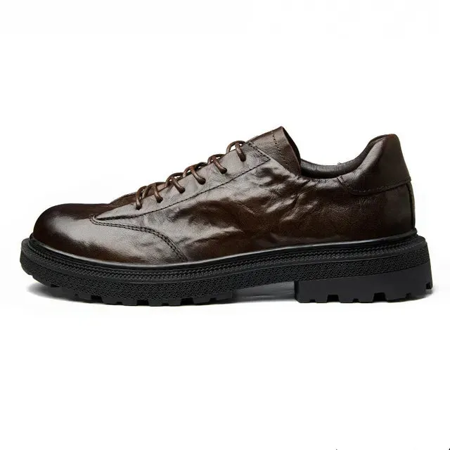 Elegant Genuine Leather Solid Shoes