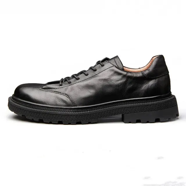 Elegant Genuine Leather Solid Shoes