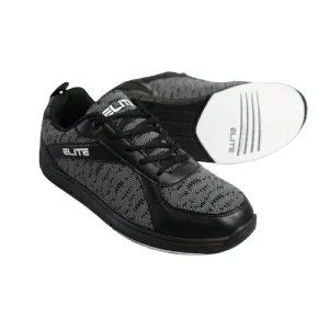 ELITE Men's Pinnacle Black/Grey Wide Athletic Lace Up Bowling Shoes with Universal Sliding Soles for Right or Left Handed Bowlers