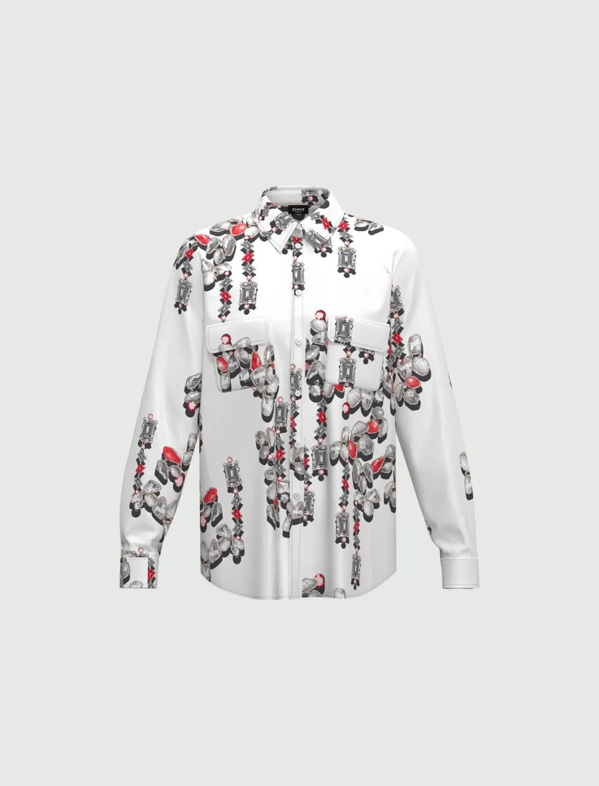 Emme Ceres Twill Shirt Jewel Print White