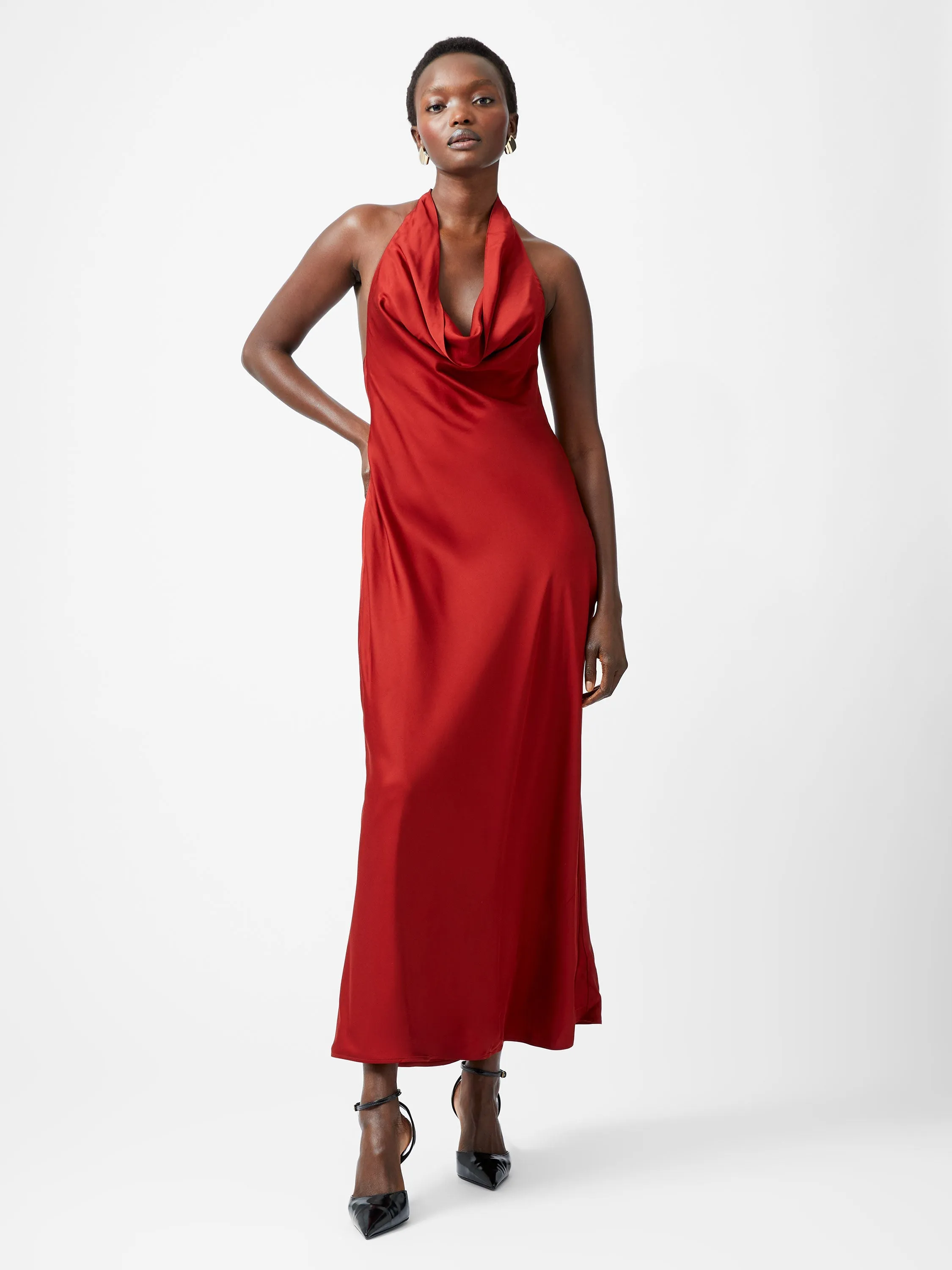 Ennis Eco Satin Halterneck Midi Dress