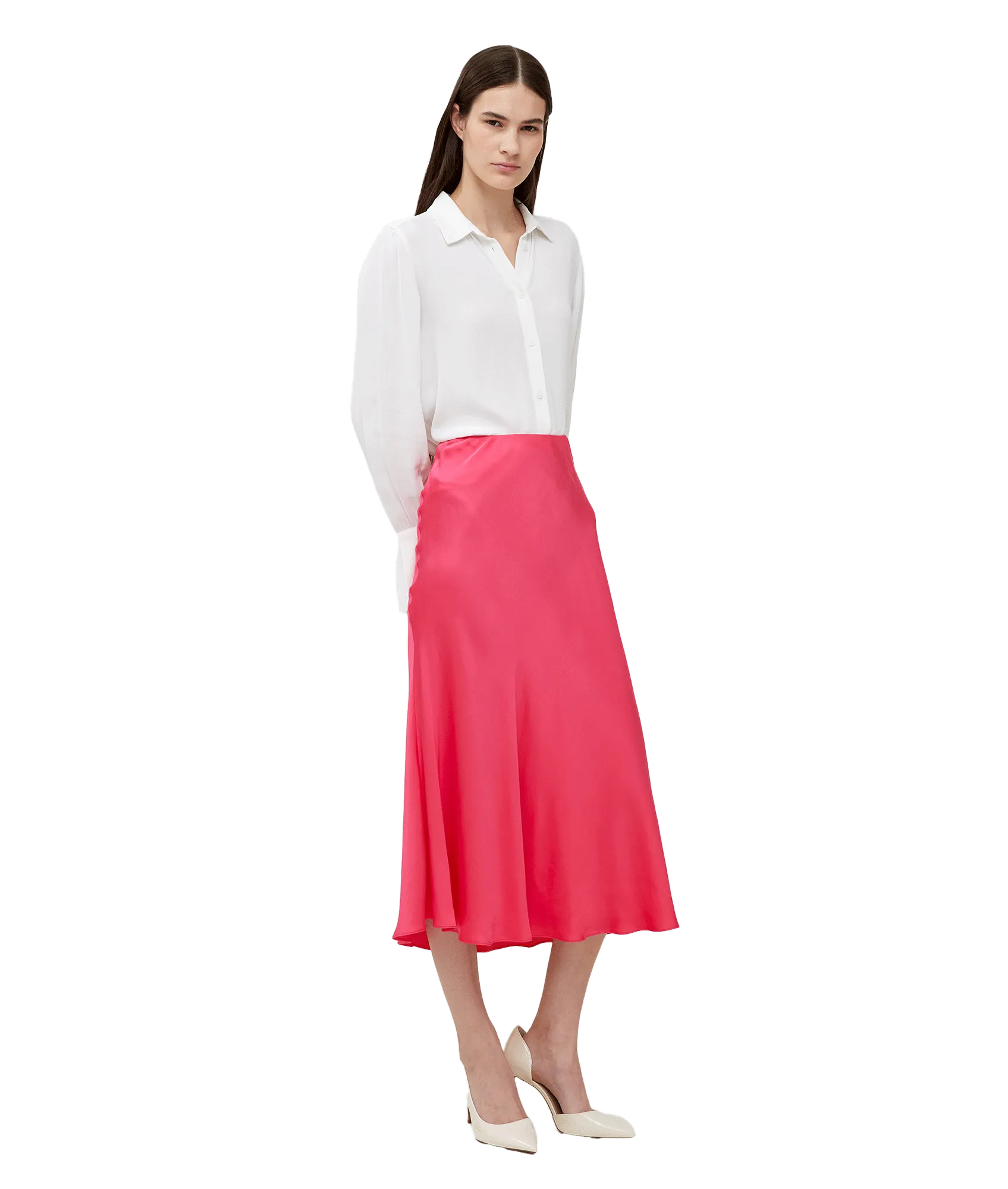 Ennis Eco Satin Midaxi Slip Skirt - Pink