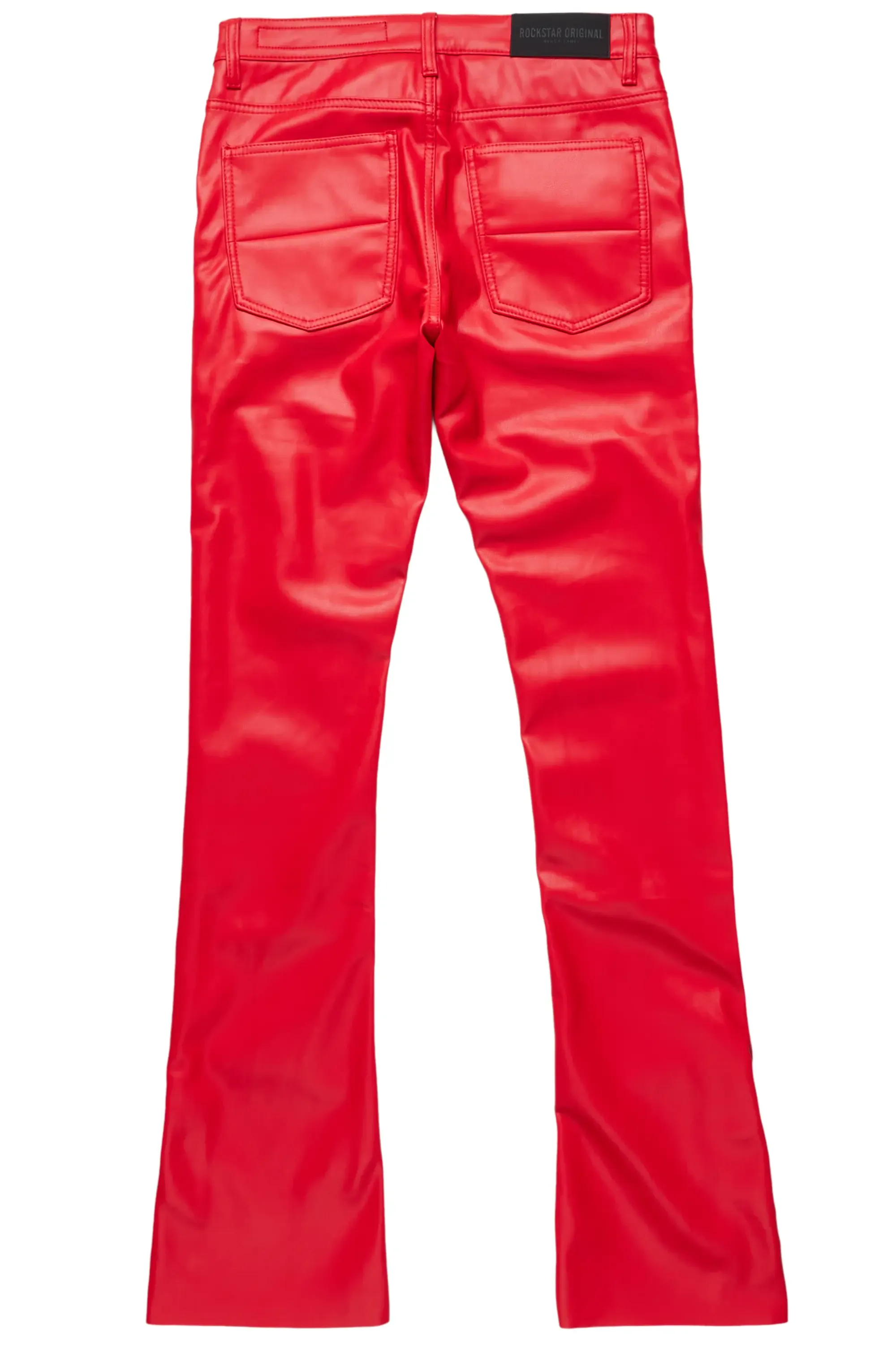 Ennis Red PU Stacked Flare Jean