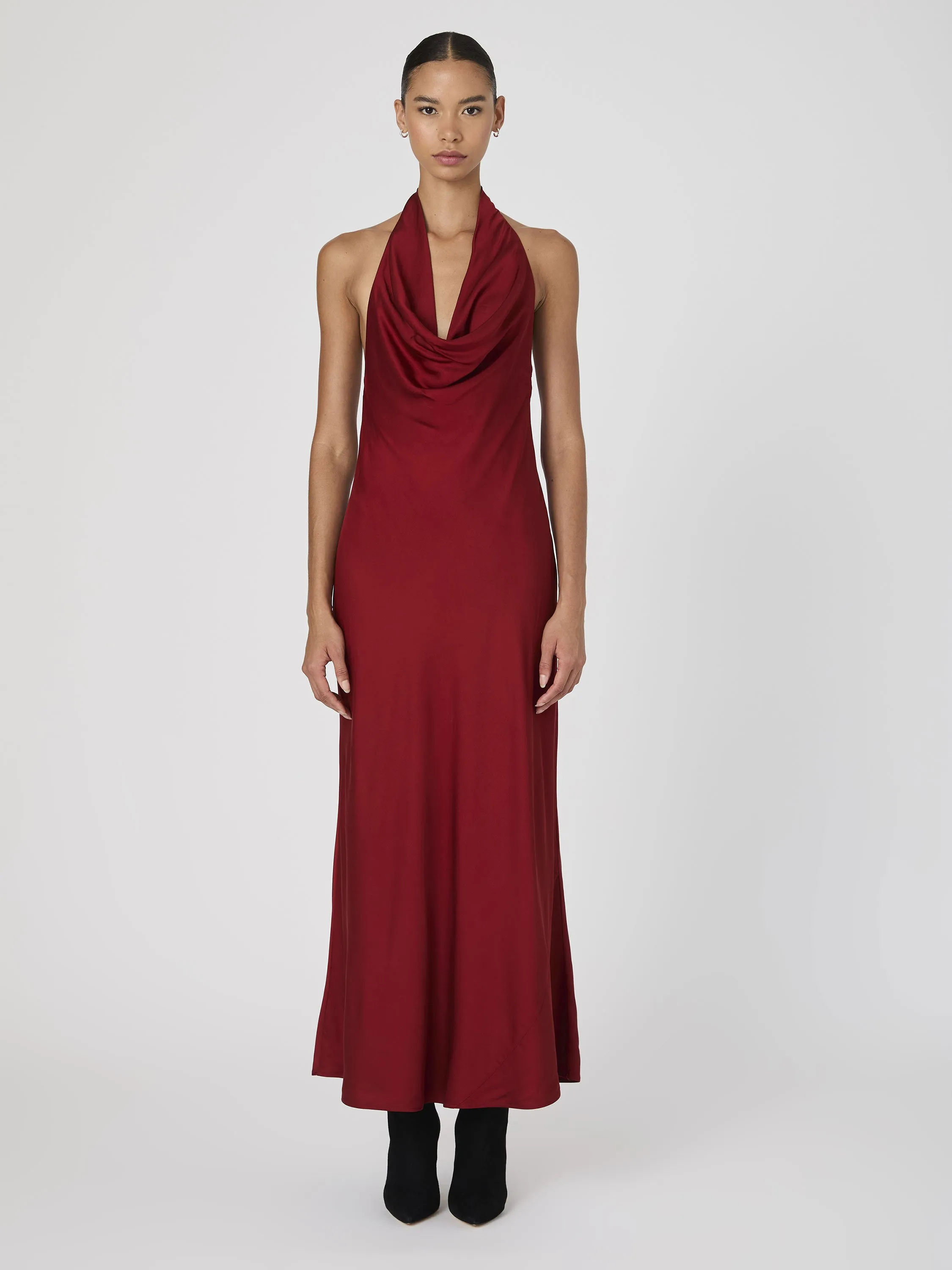 Ennis Satin Halter Midi Dress