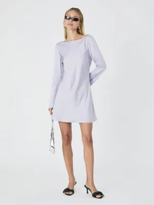 Ennis Satin Longsleeve Mini Dress Lavender