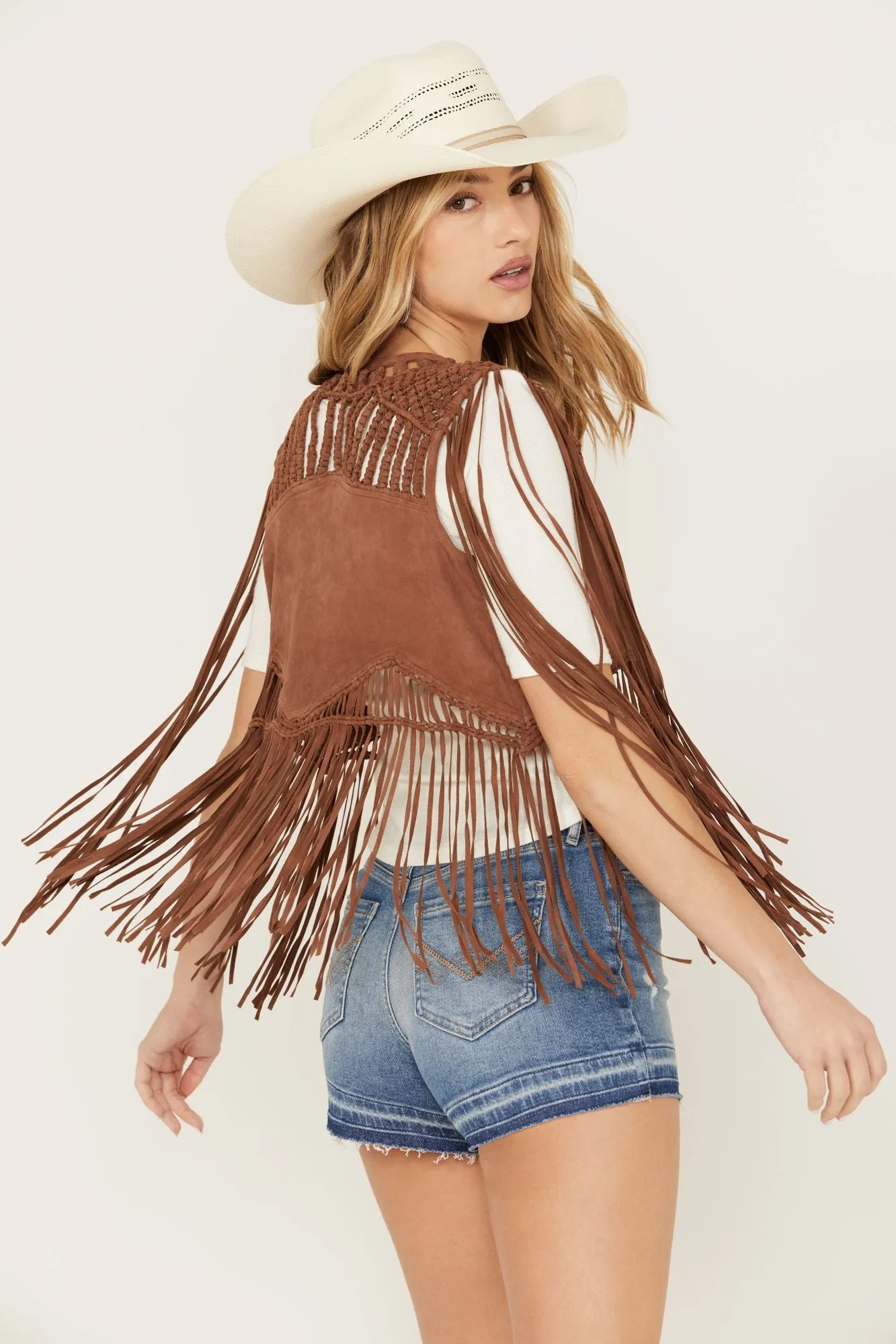 Ennis Suede Crochet Vest